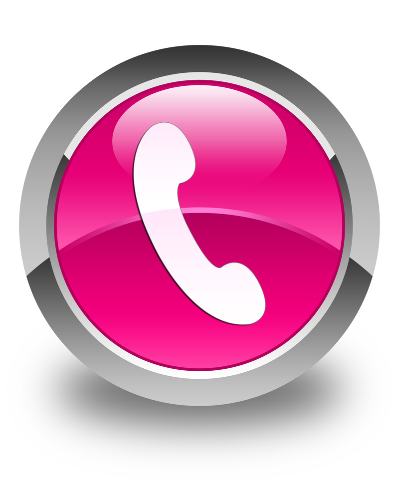 Phone icon glossy pink round button
